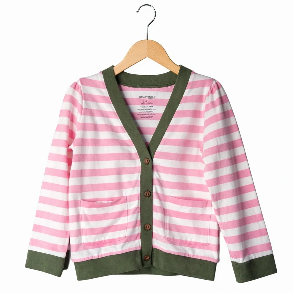 Oshkosh Lightweight Olive, White & Pink Lightweight Cardi, 4t. Great Condition